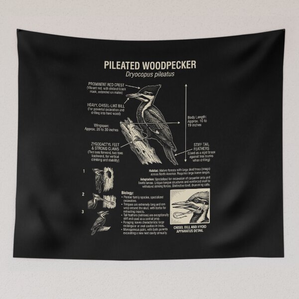 Item preview, Pileated Woodpecker Scientific Anatomy Ornithology Animal Lover designed and sold by Kimberley King Art  King Art.