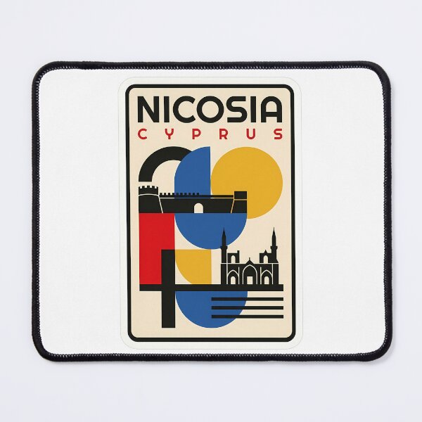 Item preview, Vintage Nicosia Cyprus Geometric Bauhaus Travel Poster designed and sold by k3rstman1.