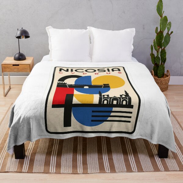 Item preview, Vintage Nicosia Cyprus Geometric Bauhaus Travel Poster designed and sold by k3rstman1.