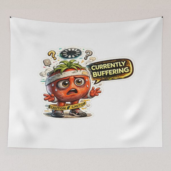 Item preview, Brain Currently Buffering Funny Tomato Character Overthinking Mental Burnout designed and sold by Bhinfy.