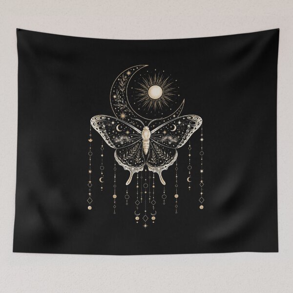 Item preview, Celestial Luna Moth | Mystical Moon & Sun Gothic Boho Nature Design designed and sold by MonaRose_Art.