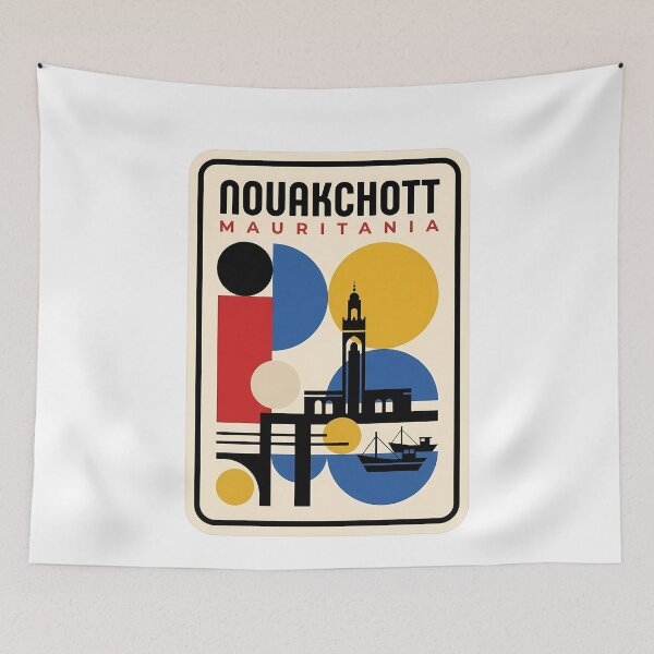 Item preview, Nouakchott Mauritania Retro Abstract Travel Design designed and sold by k3rstman1.