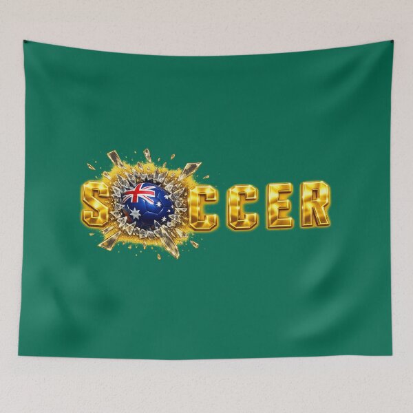 Item preview, Gold SOCCER Australia Flag Ball Breaking Through — Matildas Socceroos Football Fan Art Tee, Sticker, Poster designed and sold by thesmilngnature.
