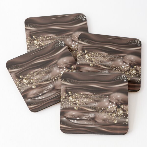 Item preview, Luxurious Brown and Gold Sparkle – Flowing Ribbons with Glittering Dust designed and sold by RaresS.