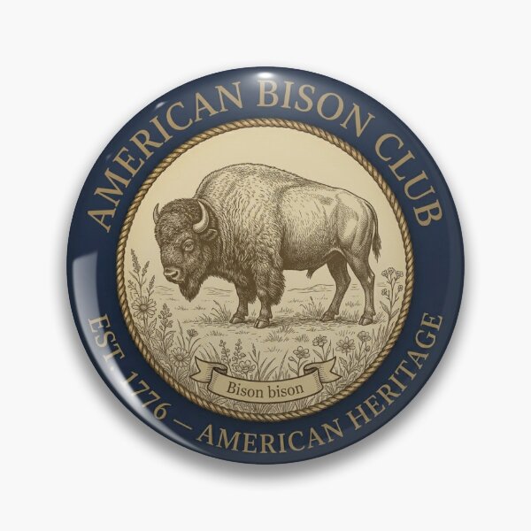 Item preview, American Bison Club Heritage Vintage Badge Est 1776 designed and sold by CalmCapy Co.