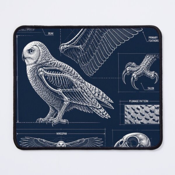 Item preview, Snowy Owl Blueprint Anatomy T-Shirt, Owl Skeleton Schematic Tee, Birds of Prey Technical Drawing Shirt, Navy Blue Birdwatcher Gift, Plumage Pattern Diagram designed and sold by SunnyDesign82.