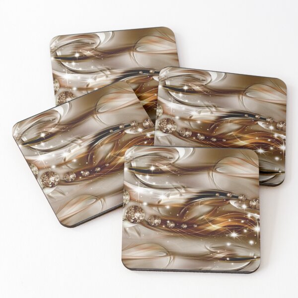 Item preview, Glossy Brown and Bronze Flowing Ribbons – Sparkling 3D Swirls and Jewels designed and sold by RaresS.