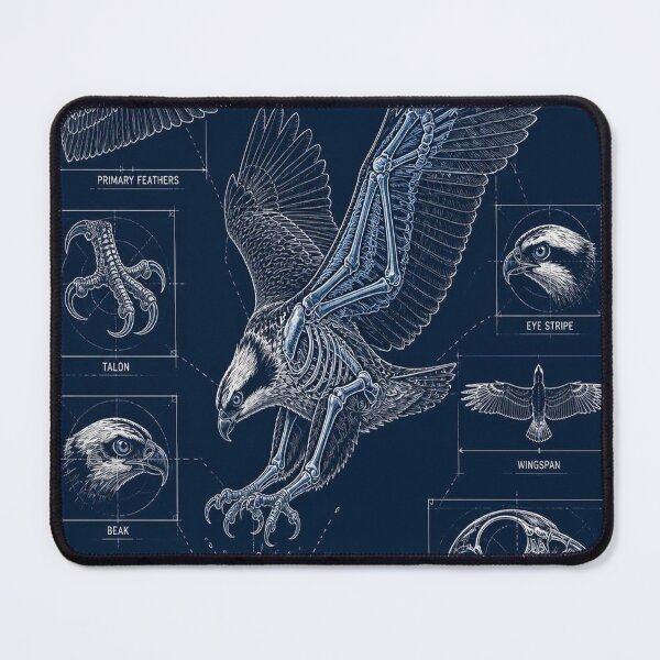 Item preview, Osprey Blueprint Anatomy T-Shirt, Osprey Skeleton Schematic Tee, Birds of Prey Technical Drawing Shirt, Navy Blue Angler Birdwatcher Gift, Eye Stripe Diagram designed and sold by SunnyDesign82.