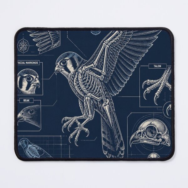 Item preview, American Kestrel Blueprint Anatomy T-Shirt, Kestrel Skeleton Schematic Tee, Birds of Prey Technical Drawing Shirt, Navy Blue Birdwatcher Gift, Facial Markings Diagram designed and sold by SunnyDesign82.