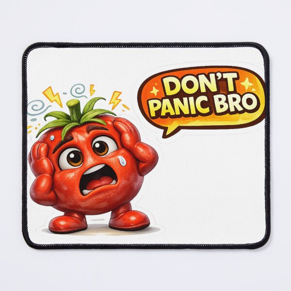 Item preview, Don't Panic Bro Funny Scared Red Tomato Meme Design designed and sold by Bhinfy.