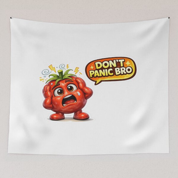 Item preview, Don't Panic Bro Funny Scared Red Tomato Meme Design designed and sold by Bhinfy.