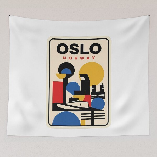 Item preview, Abstract Geometric Oslo Norway Retro Travel Poster designed and sold by k3rstman1.
