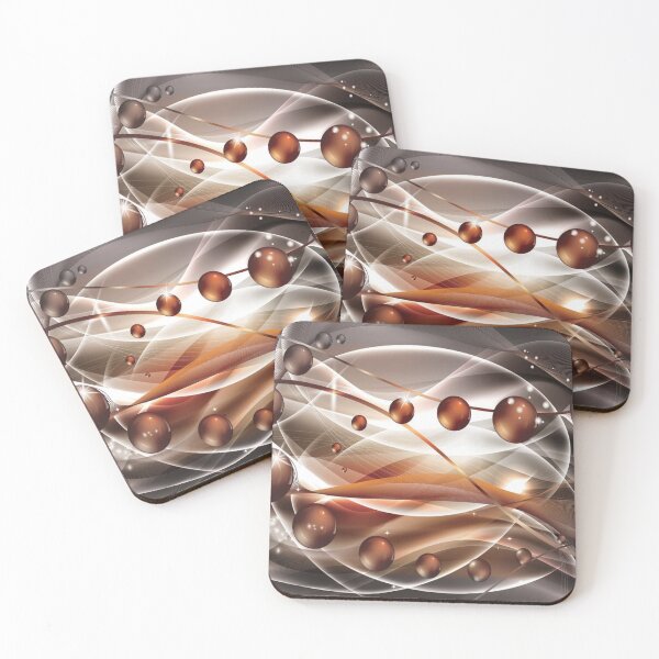 Item preview, Abstract Orange and Bronze 3D Swirls – Flowing Ribbons with Glossy Spheres designed and sold by RaresS.
