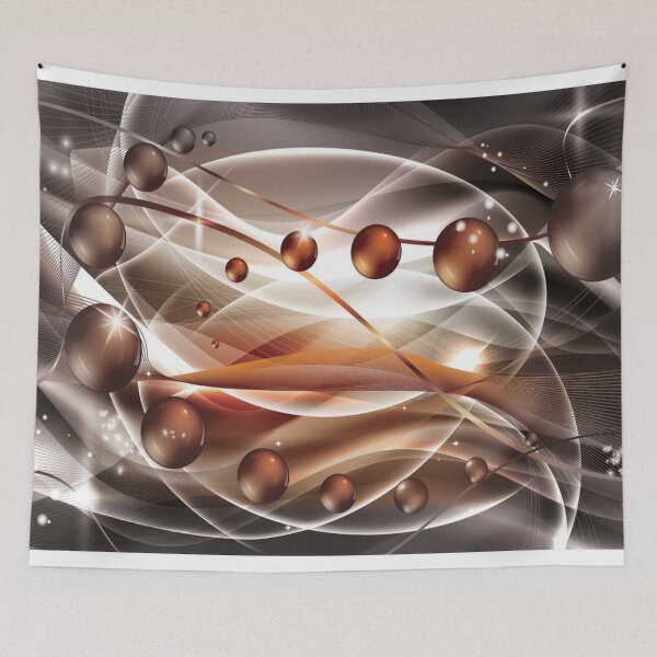Item preview, Abstract Orange and Bronze 3D Swirls – Flowing Ribbons with Glossy Spheres designed and sold by RaresS.