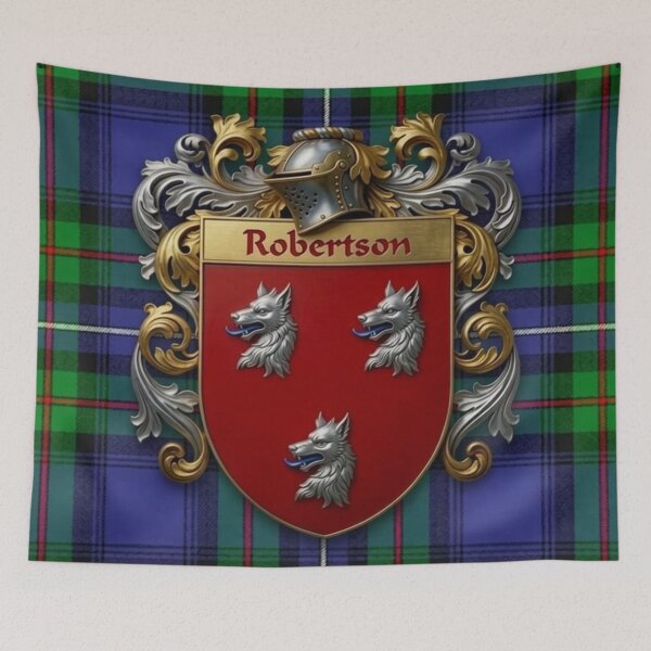 Item preview, Robertson Shield 3D and Modern Hunting Tartan designed and sold by Kirrindy Designs.