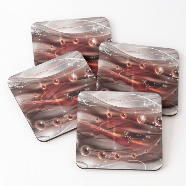 Item preview, Abstract Deep Red and Silver 3D Swirls – Glossy Ribbons with Floating Orbs designed and sold by RaresS.