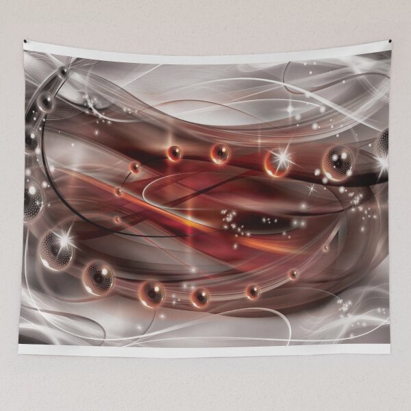 Item preview, Abstract Deep Red and Silver 3D Swirls – Glossy Ribbons with Floating Orbs designed and sold by RaresS.