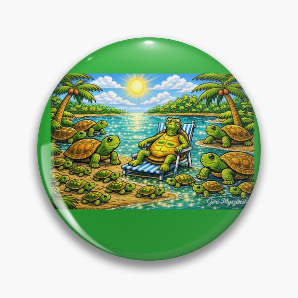 Item preview, Florida Box Turtle Paradise – Tropical Family Cartoon Art designed and sold by The Art Queen Of Michigan .