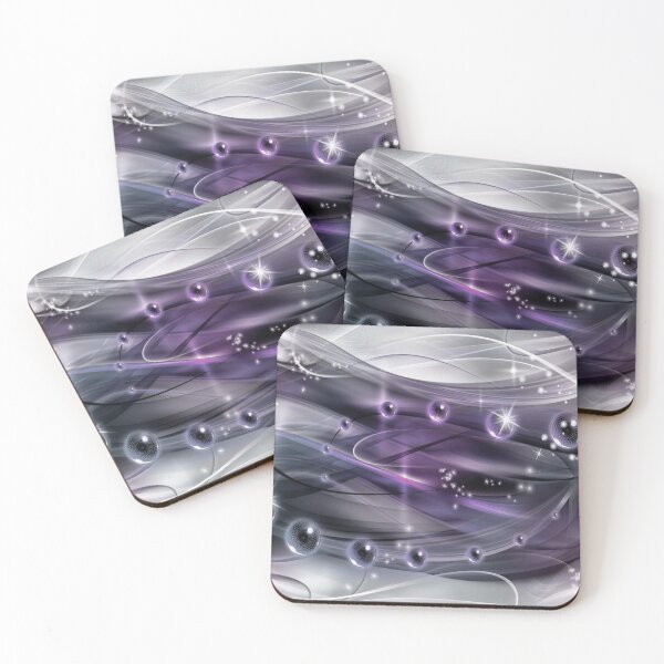 Item preview, Abstract Mystic Purple and Silver 3D Swirls – Flowing Ribbons with Glossy Orbs designed and sold by RaresS.