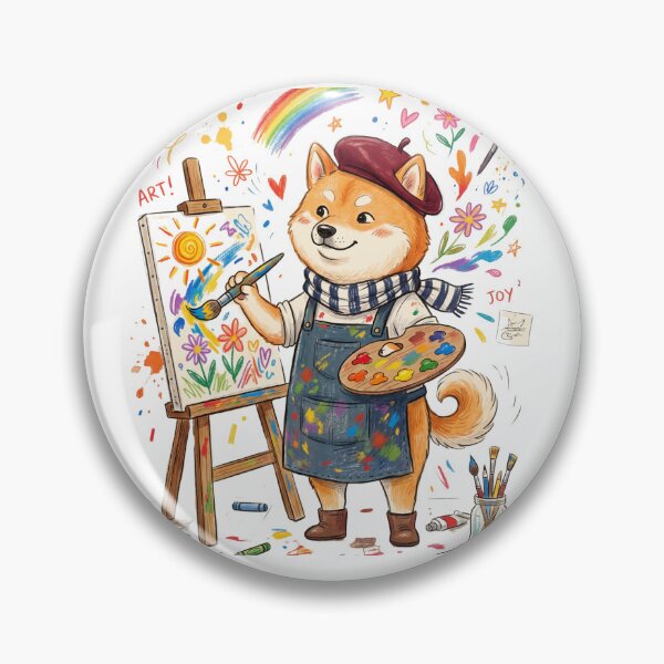 Item preview, Cute Shiba Inu Artist Painting Whimsical Rainbow Art designed and sold by TaiwanMemory.