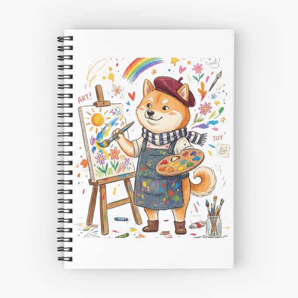 Item preview, Cute Shiba Inu Artist Painting Whimsical Rainbow Art designed and sold by TaiwanMemory.
