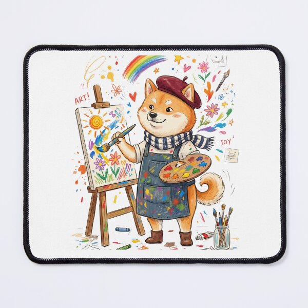 Item preview, Cute Shiba Inu Artist Painting Whimsical Rainbow Art designed and sold by TaiwanMemory.
