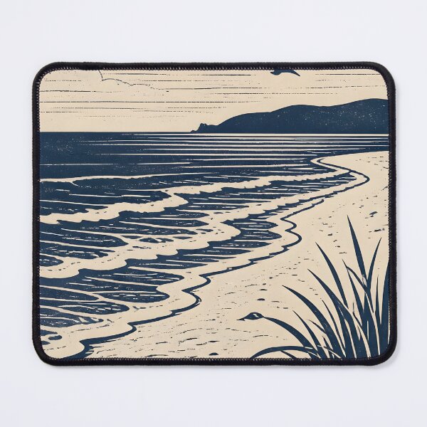 Item preview, A tranquil beach scene linoprint style designed and sold by Ponted.