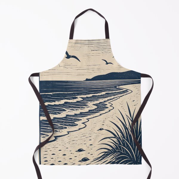 Item preview, A tranquil beach scene linoprint style designed and sold by Ponted.