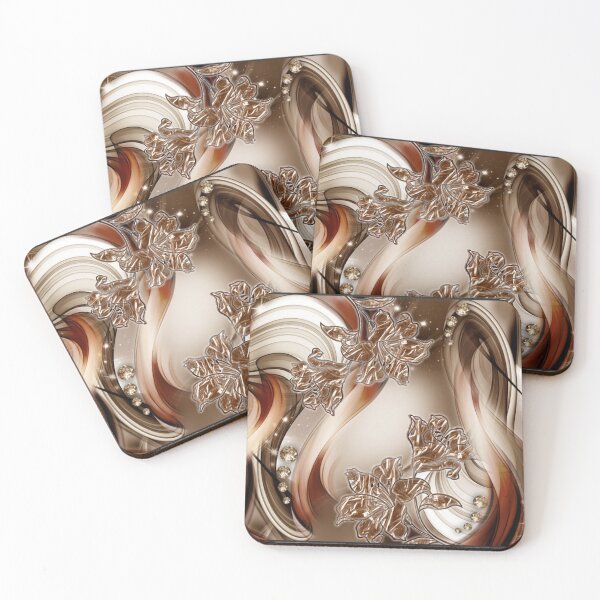 Item preview, Ornate Bronze and Gold Metallic Florals – Luxurious 3D Swirl Pattern designed and sold by RaresS.