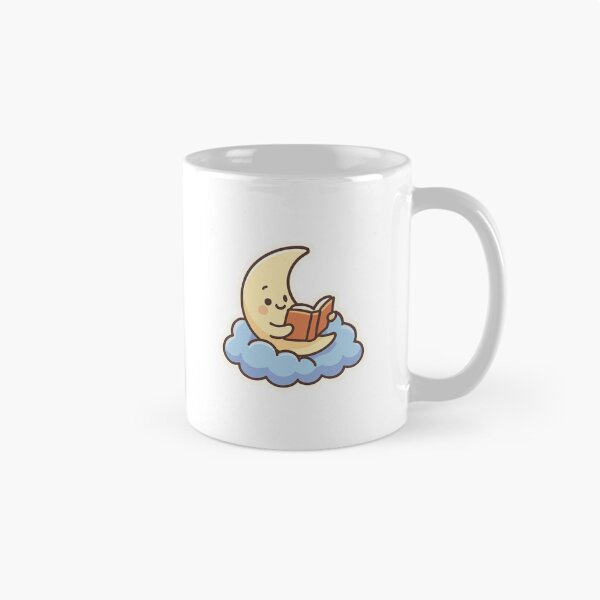 Item preview, Cute Moon Reading a Book on a Cloud Kawaii Sticker designed and sold by danjudee.
