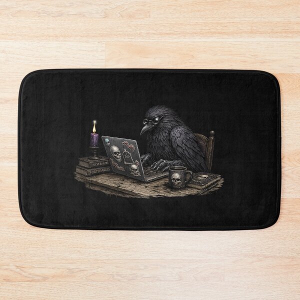 Item preview, Gothic Raven Working from Home on a Laptop designed and sold by Creep-elina.