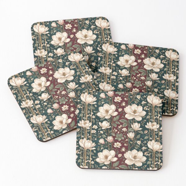 Item preview, Classic Green White Floral Repeating Pattern Art designed and sold by IntelliMindDesigns.