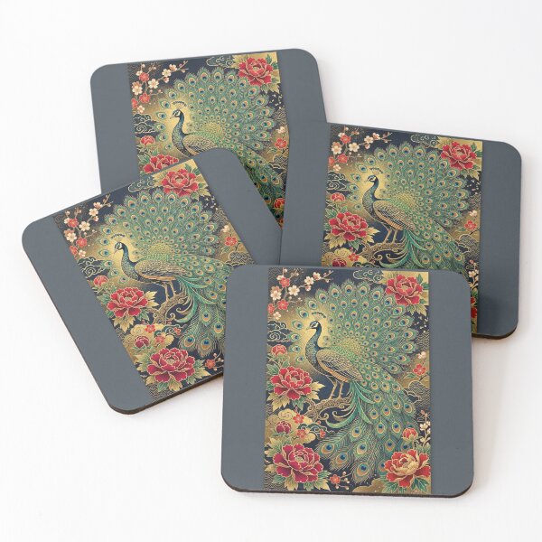 Item preview,  Luxurious Japanese Peacock & Red Peonies (Botan) designed and sold by Hikariha Studio.