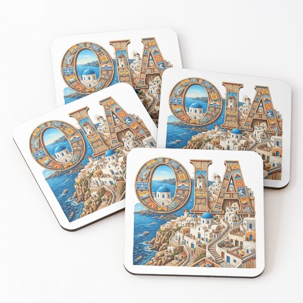 Item preview, Pegatina tipográfica de viaje a la isla de Oia, edición de verano designed and sold by Imaginarium of Chaos falcon88 .