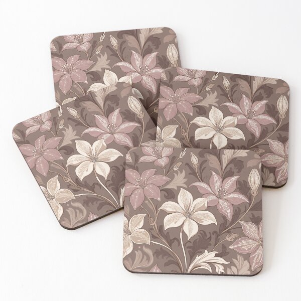 Item preview, Warm Vintage Sepia Floral Repeating Pattern designed and sold by IntelliMindDesigns.