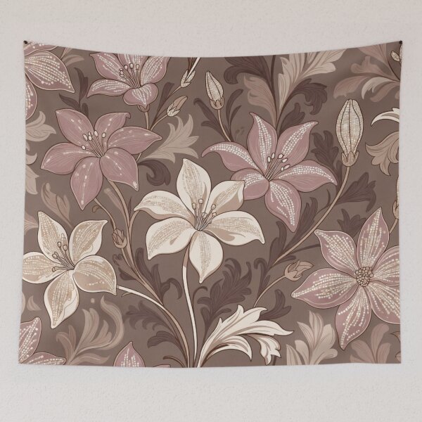 Item preview, Warm Vintage Sepia Floral Repeating Pattern designed and sold by IntelliMindDesigns.