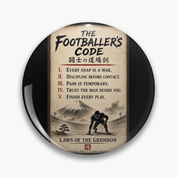 Item preview, The Footballer's Code Japanese Scroll American Football T-Shirt Sticker Art designed and sold by Locker39.