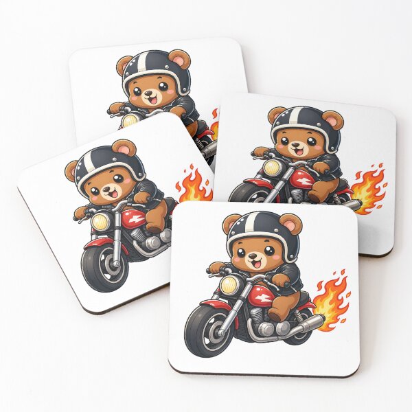 Item preview, Cute Biker Bear Riding Red Motorcycle Kawaii Biker Art designed and sold by Seculinator.