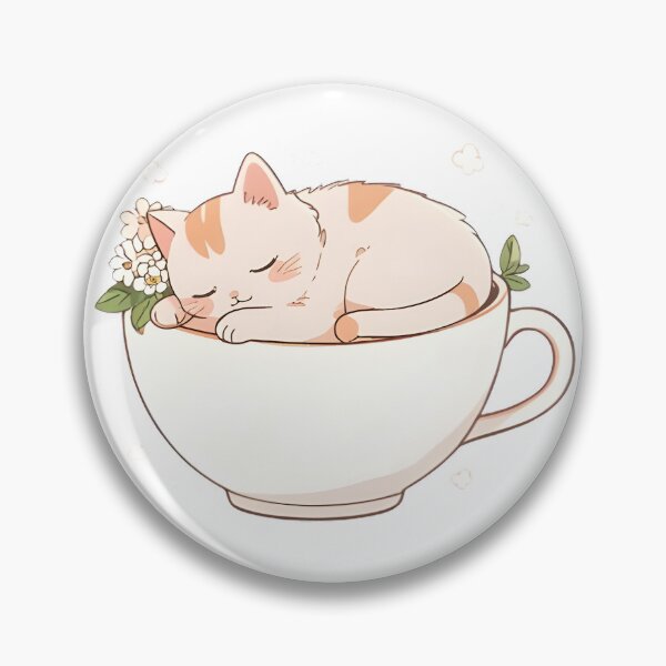 Item preview, Teacup Cat — Tiny Cozy Kawaii Cat Sticker designed and sold by tommysworks.