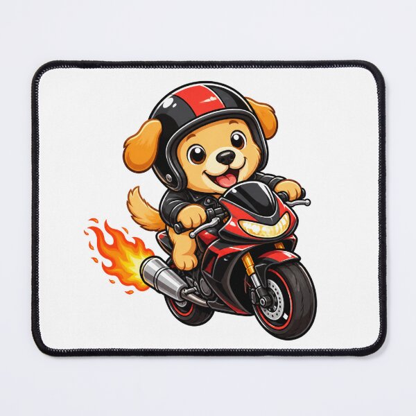 Item preview, Cute Biker Dog Riding Red Motorcycle Kawaii Biker Art designed and sold by Seculinator.