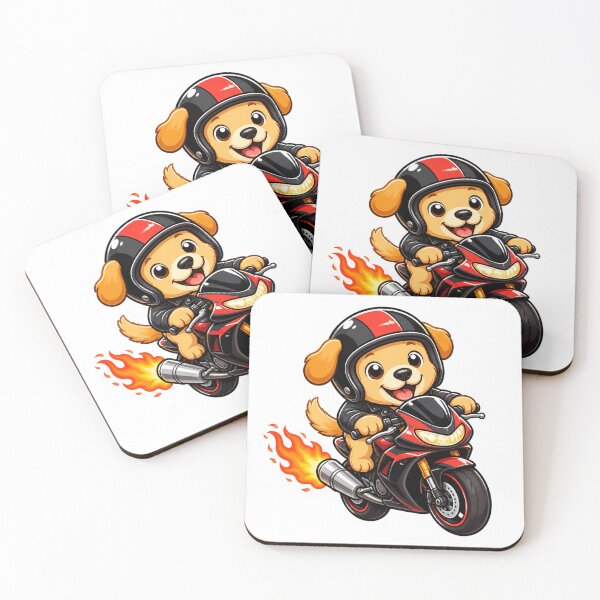 Item preview, Cute Biker Dog Riding Red Motorcycle Kawaii Biker Art designed and sold by Seculinator.