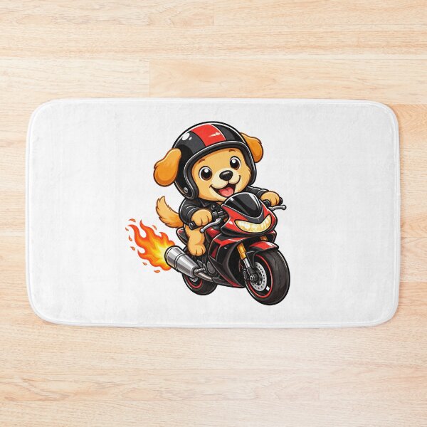 Item preview, Cute Biker Dog Riding Red Motorcycle Kawaii Biker Art designed and sold by Seculinator.
