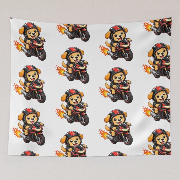 Item preview, Cute Biker Dog Riding Red Motorcycle Kawaii Biker Art designed and sold by Seculinator.