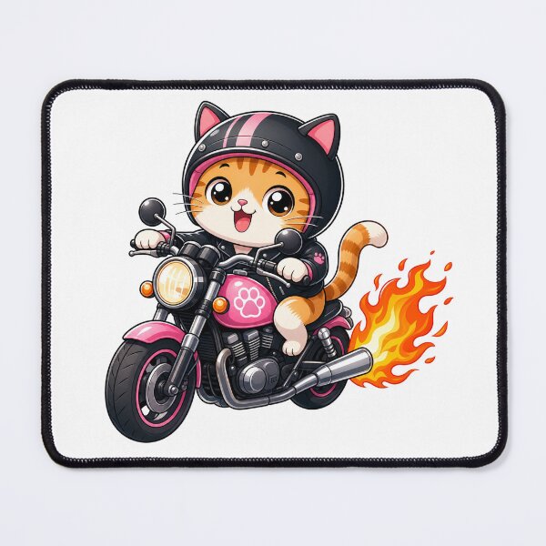 Item preview, Cute Biker Cat Riding Pink Motorcycle Kawaii Biker Art designed and sold by Seculinator.