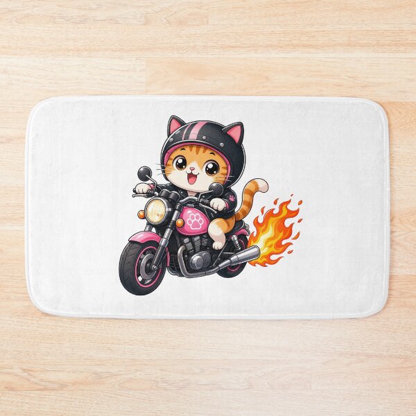 Item preview, Cute Biker Cat Riding Pink Motorcycle Kawaii Biker Art designed and sold by Seculinator.