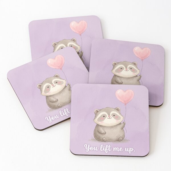 Item preview, You Lift Me Up Raccoon Shirt | Cute Heart Balloon Watercolor Illustration designed and sold by DmaarGroup.
