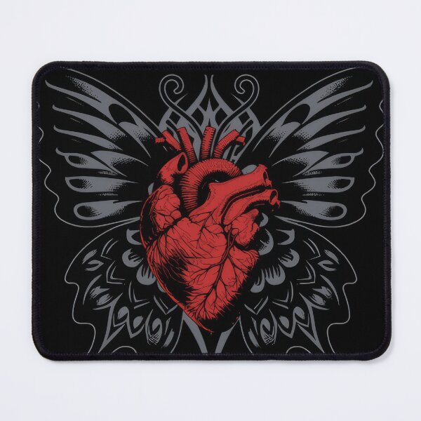 Item preview, The Cure Gothic Heart Butterfly – Dark Post-Punk Tattoo Illustration #1490 designed and sold by lukas-lei-art.