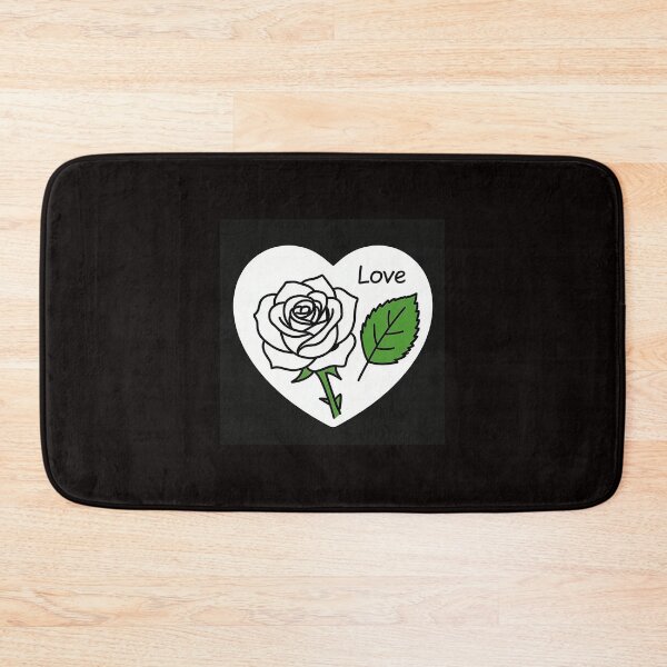 Item preview, a rose from above and next to it one green leaf in black and white line art style ,with a word Love surrounding in minimal style  designed and sold by wallartofmio.