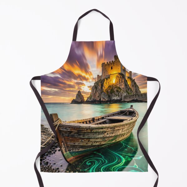 Item preview, Mystical castle on the neon-colored shore designed and sold by VoidVeilStudio.