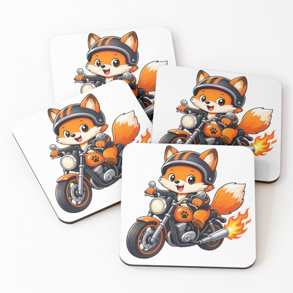 Item preview, Cute Biker Fox Riding Orange Motorcycle Kawaii Biker Art designed and sold by Seculinator.